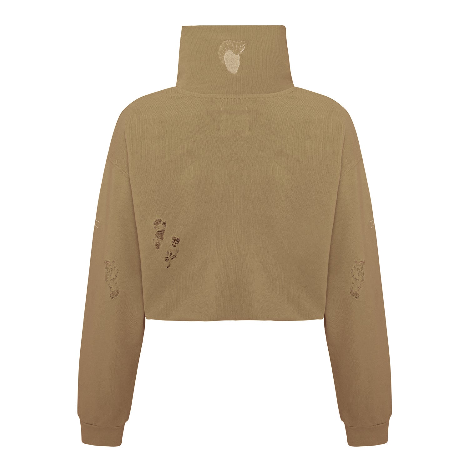 Cotton Destroyed High Neck Sweat - Covert Green