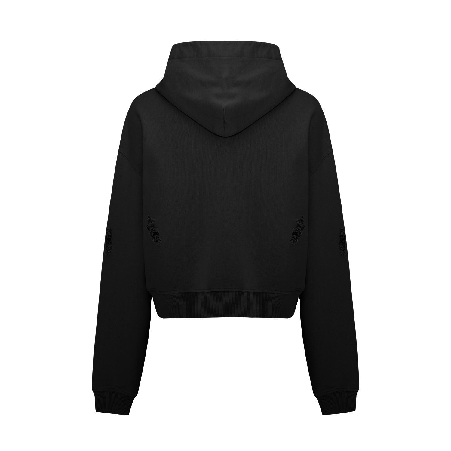 Destroyed Zip Up Hoodie - Black