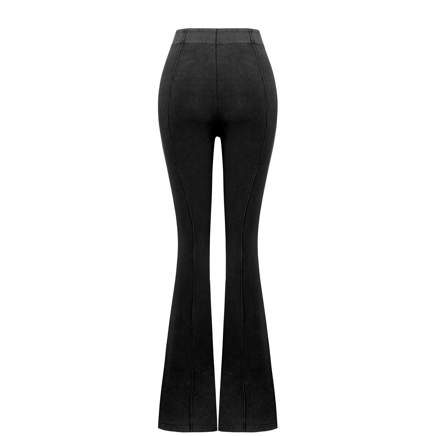 Cotton Acid Washed Flare Sweatpant - Black