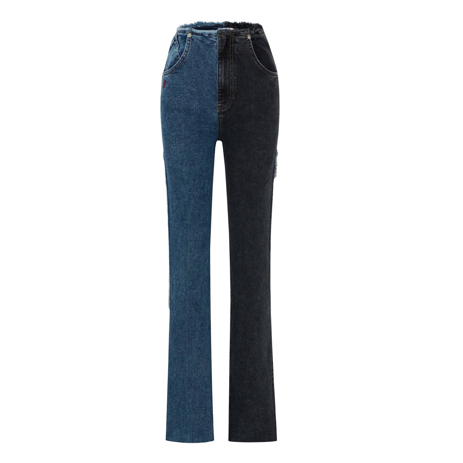 Two Color Block Denim Pant