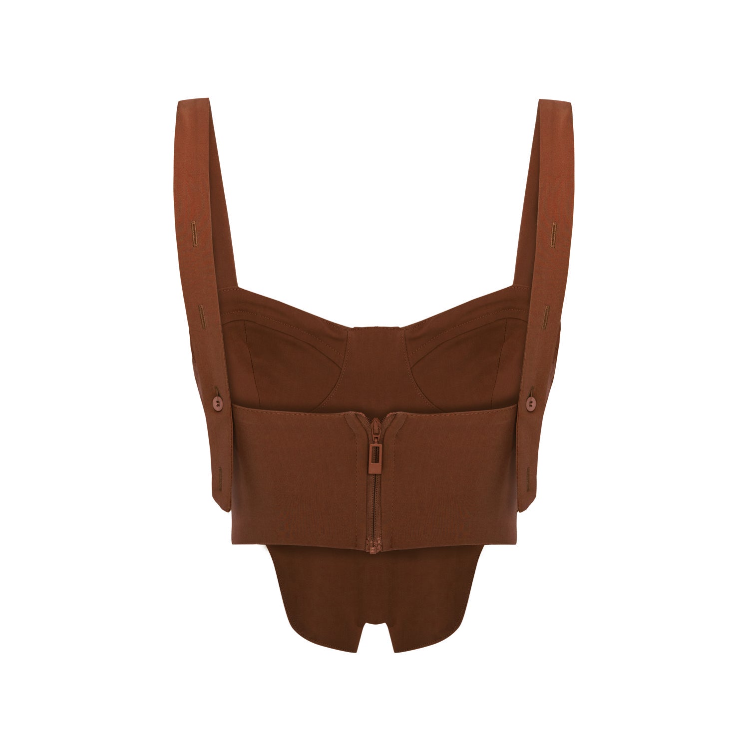 Cotton Woven Corset Top - Brown