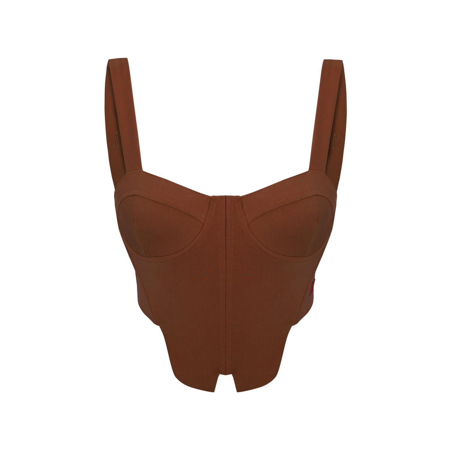 Cotton Woven Corset Top - Brown