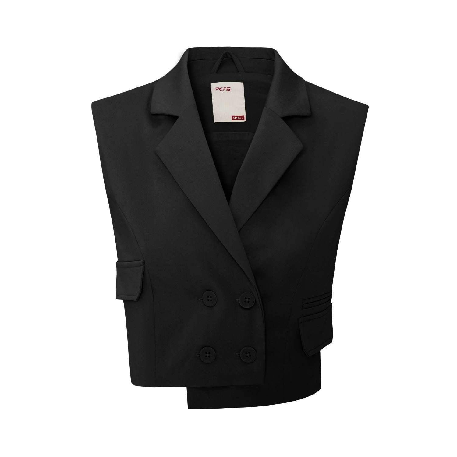 Woven Crop Vest - Black