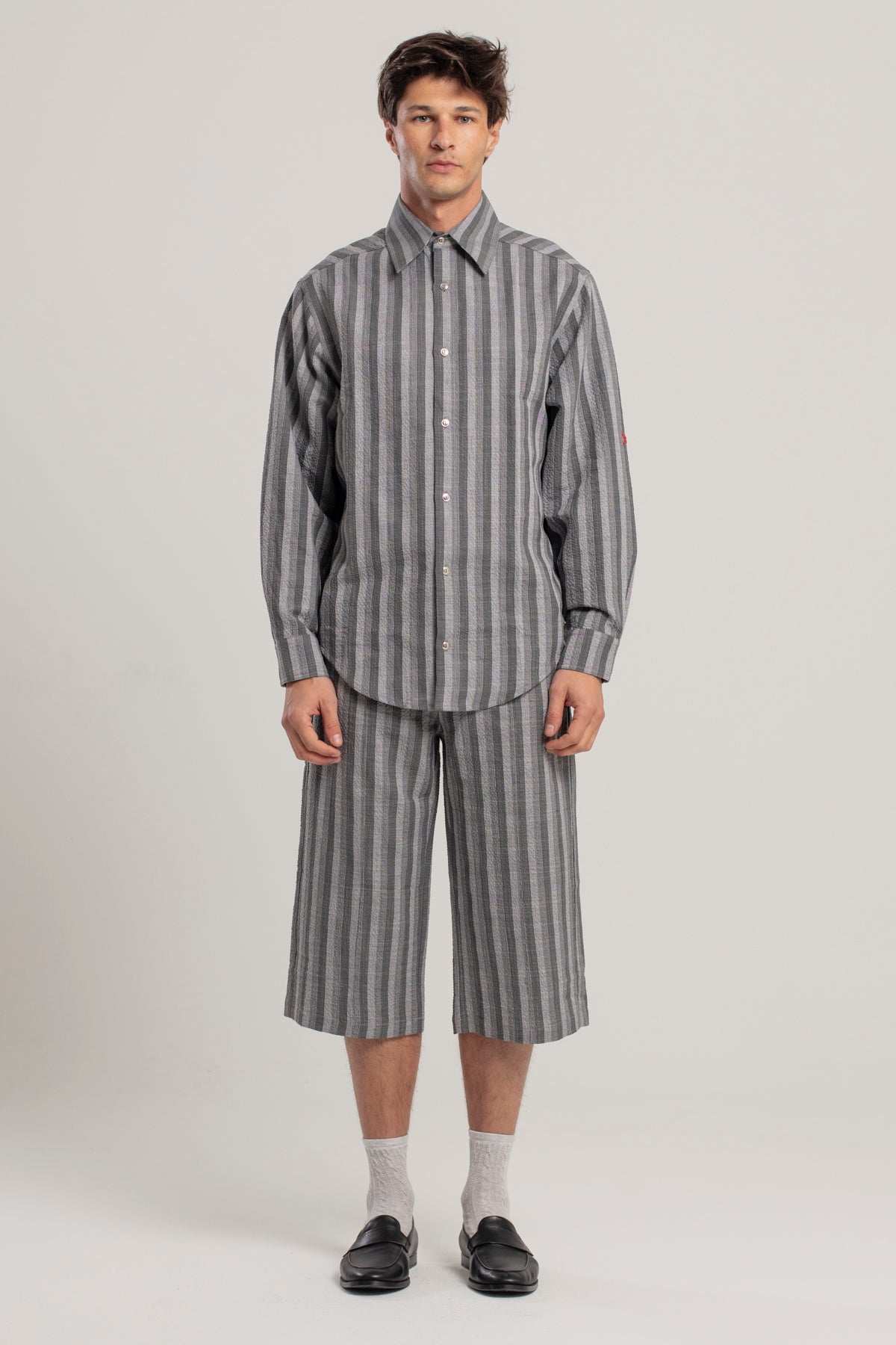 LINEN & COTTON BLEND CHECKED WOVEN SHORT