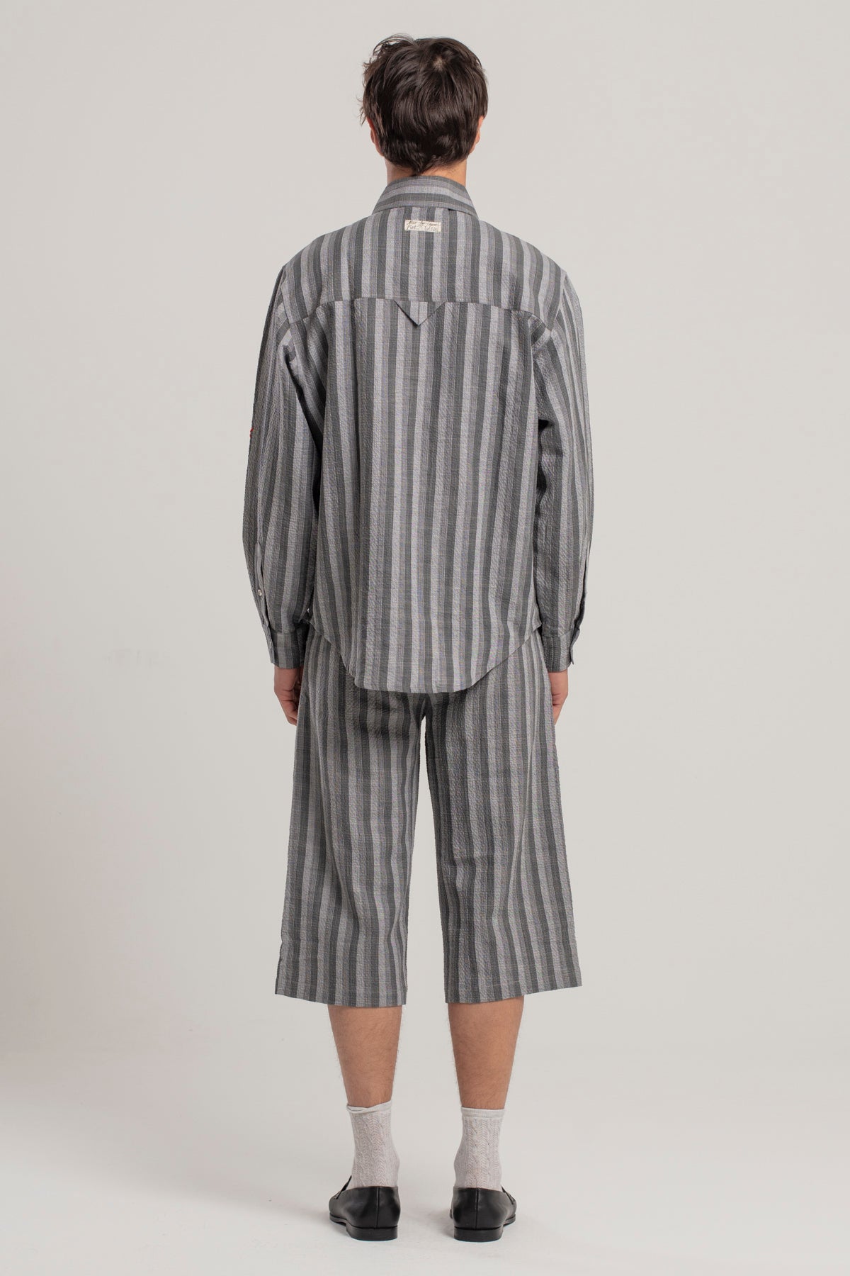 LINEN & COTTON BLEND CHECKED WOVEN SHORT
