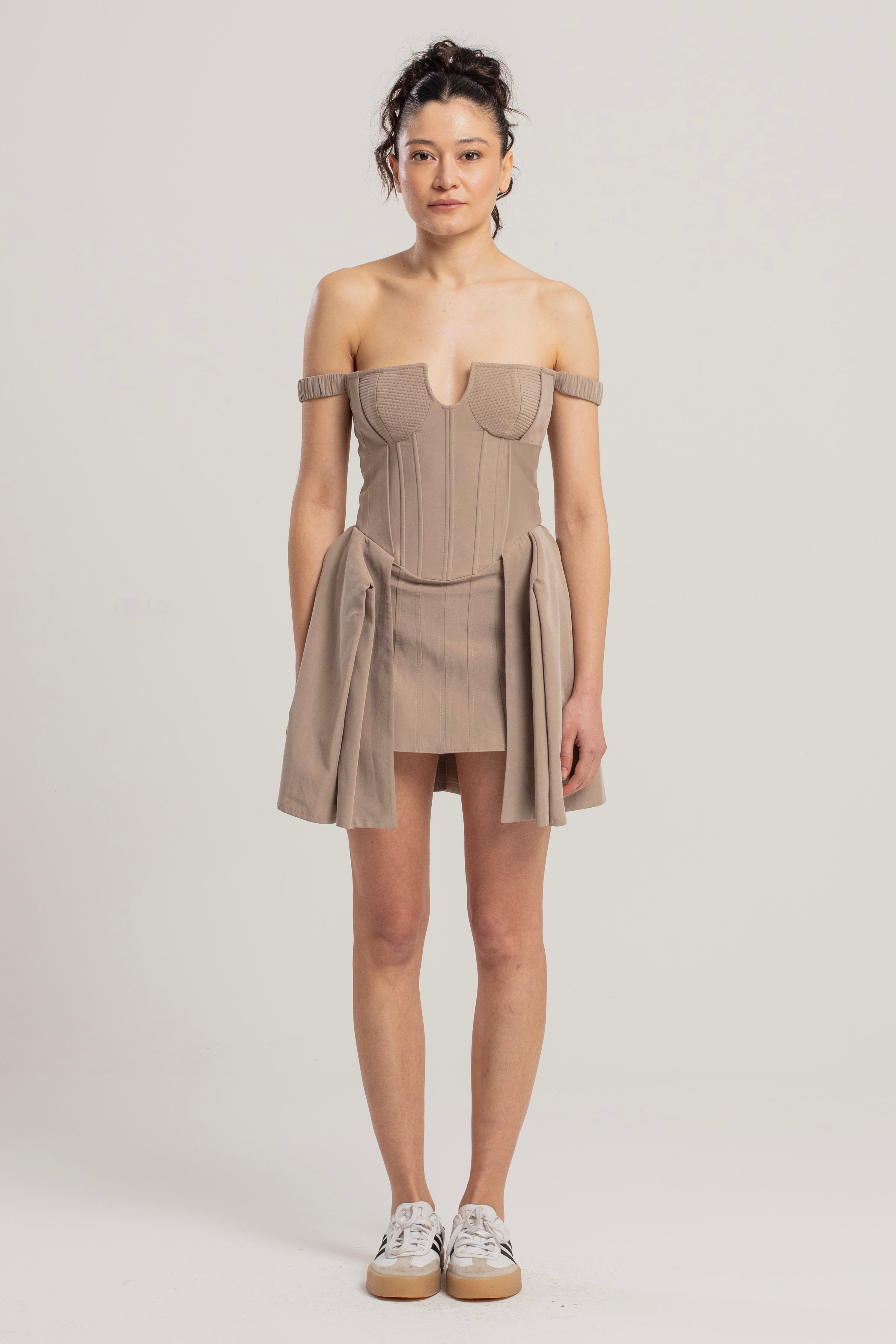 corset dress in store The Hannah Embellished Corset Gown Olive / 6