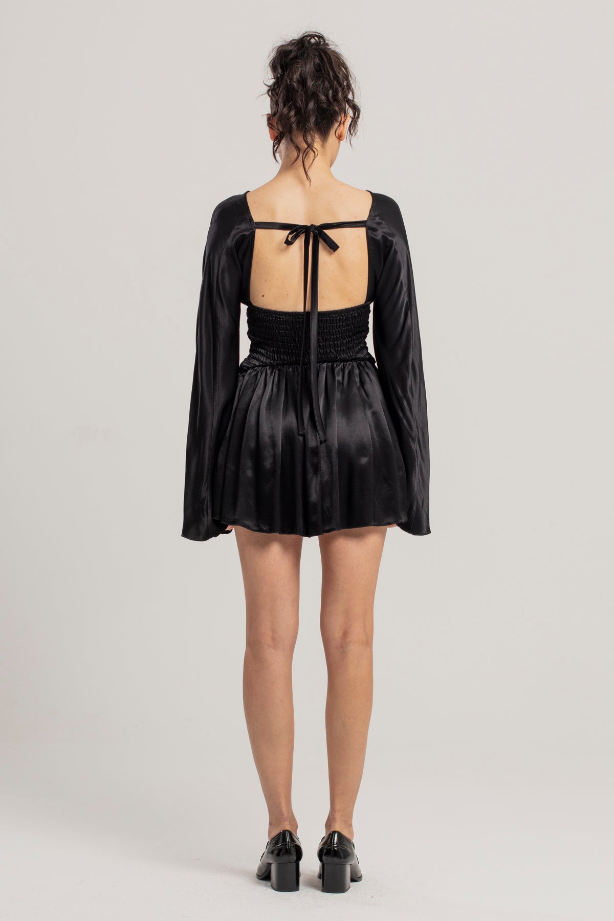 LONG SLEEVE MINI DRESS - JET BLACK