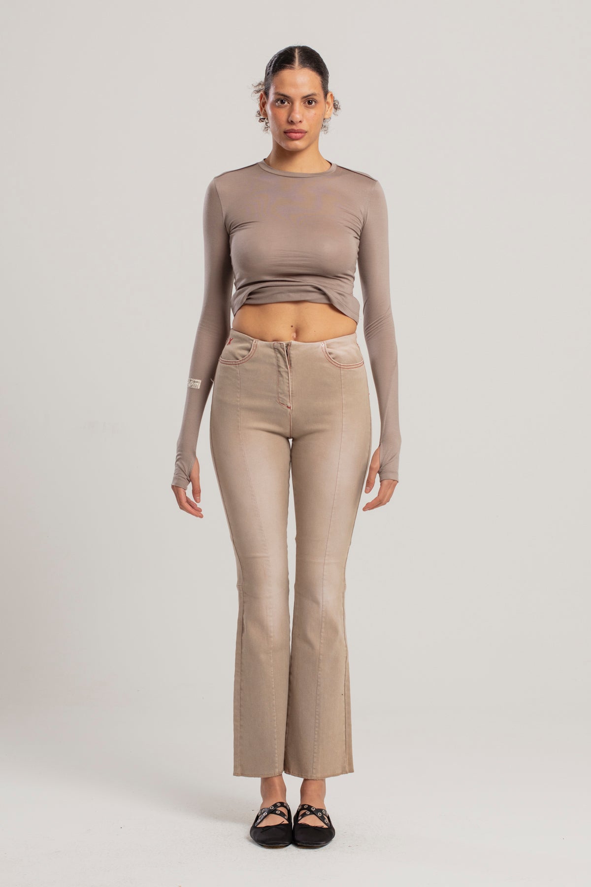 Silken Touch Sheer Long-Sleeve Top