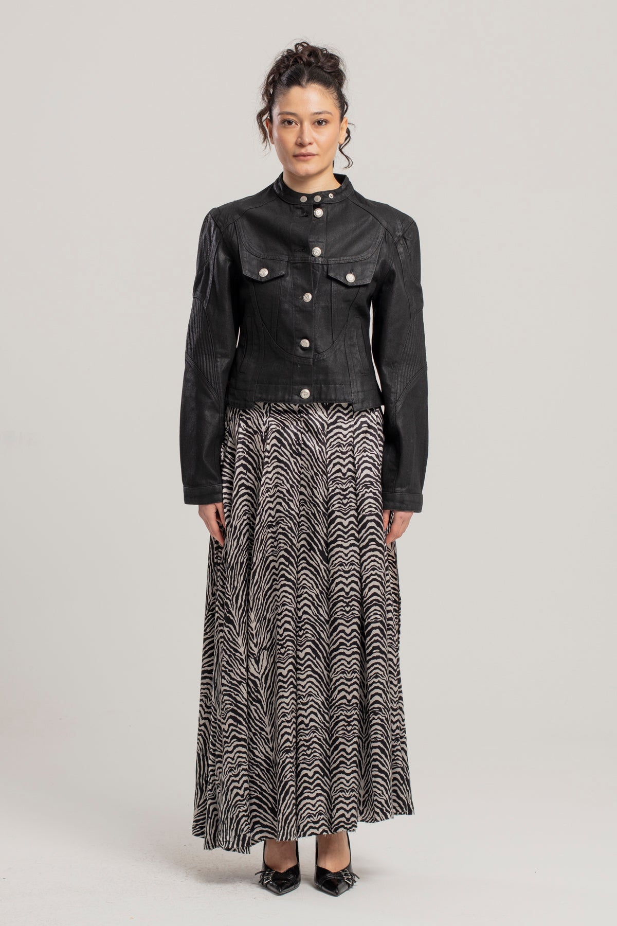 Pure Silk Zebra Long Skirt