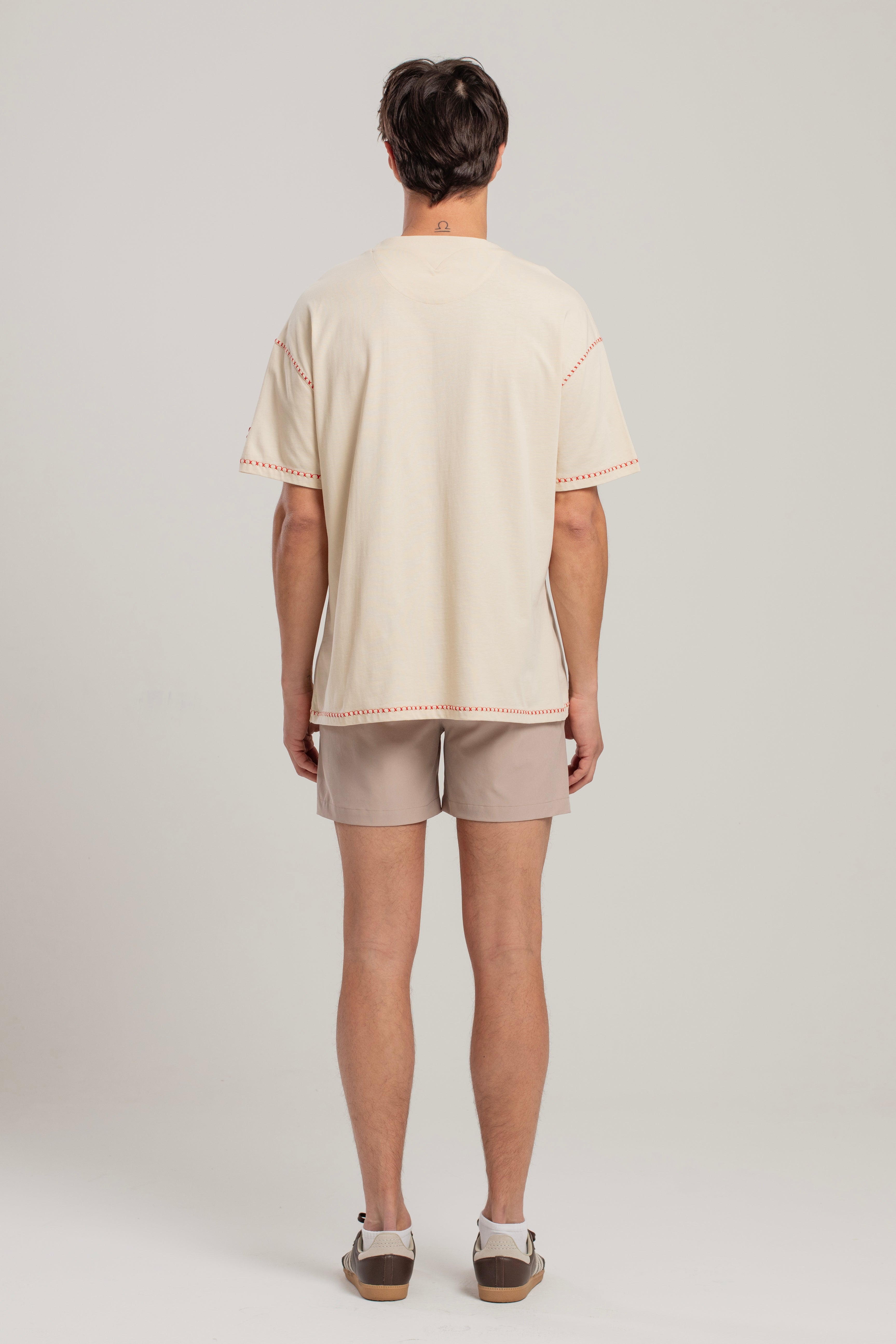 Pure Cotton Free Heaven Crochet Men T-Shirt - Fog