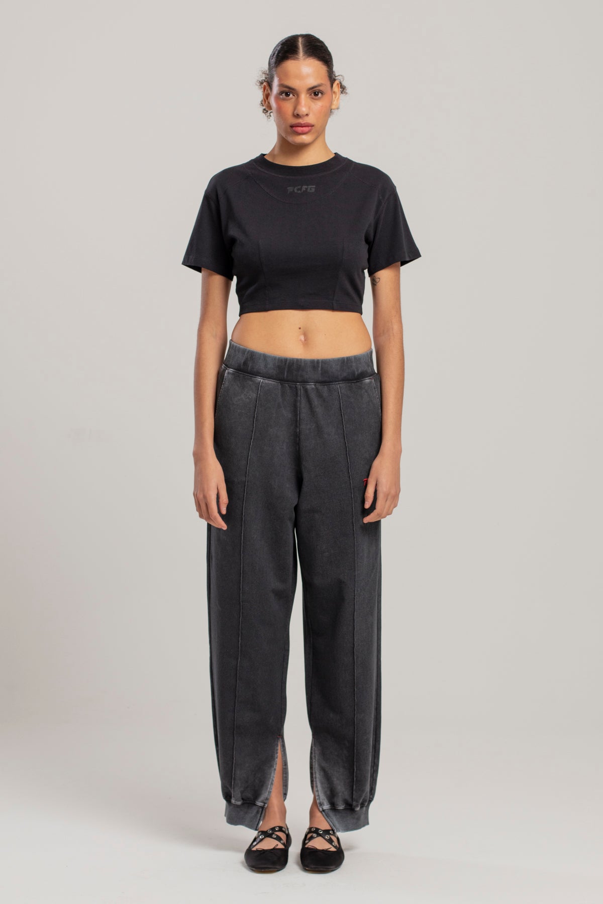 Pure Cotton Free Heaven Crop Tshirt - Jet Black