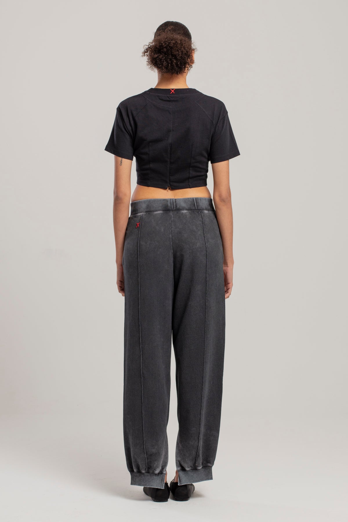 Pure Cotton Free Heaven Crop Tshirt - Jet Black