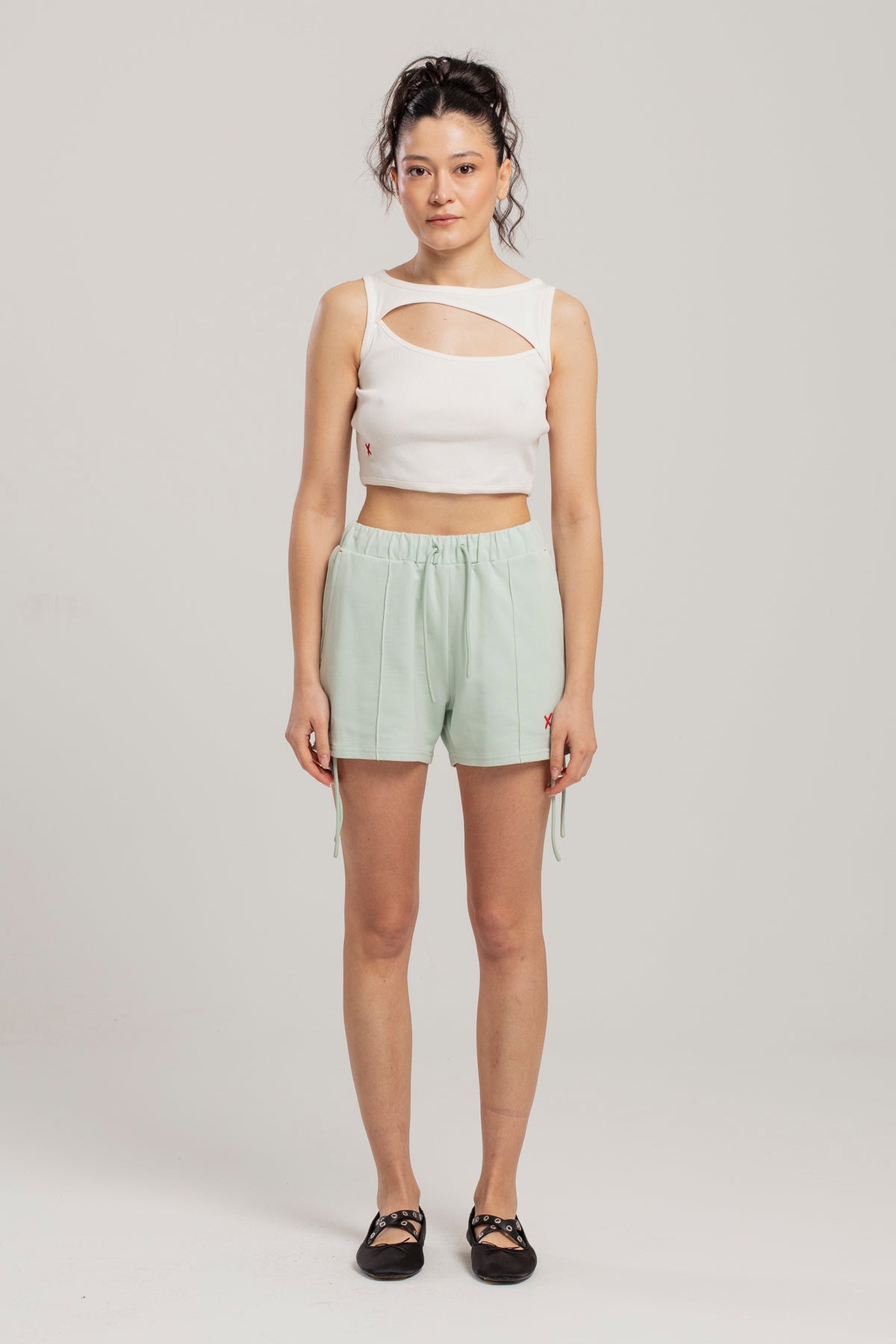 Pure Cotton Free Heaven Cord Women Shorts - Surf Spray