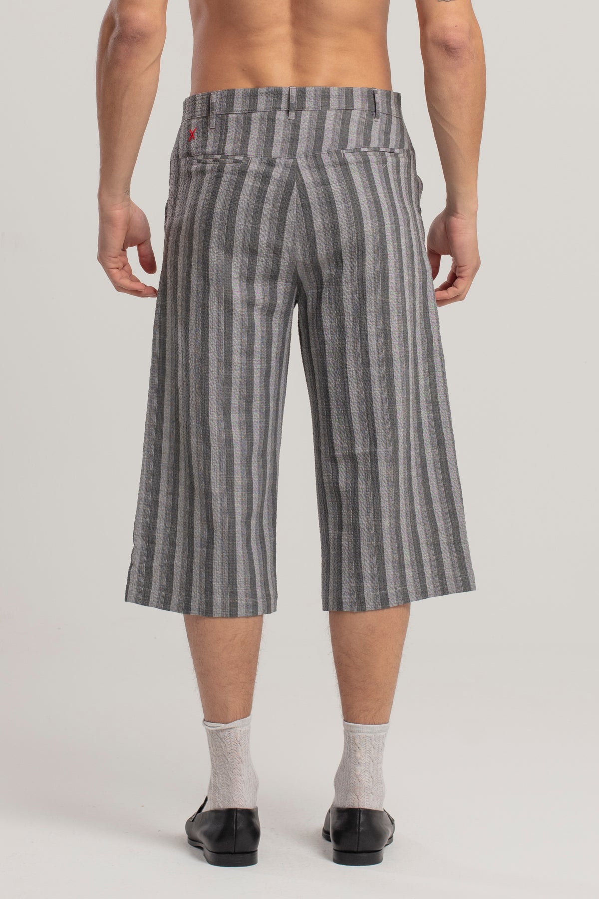 LINEN & COTTON BLEND CHECKED WOVEN SHORT