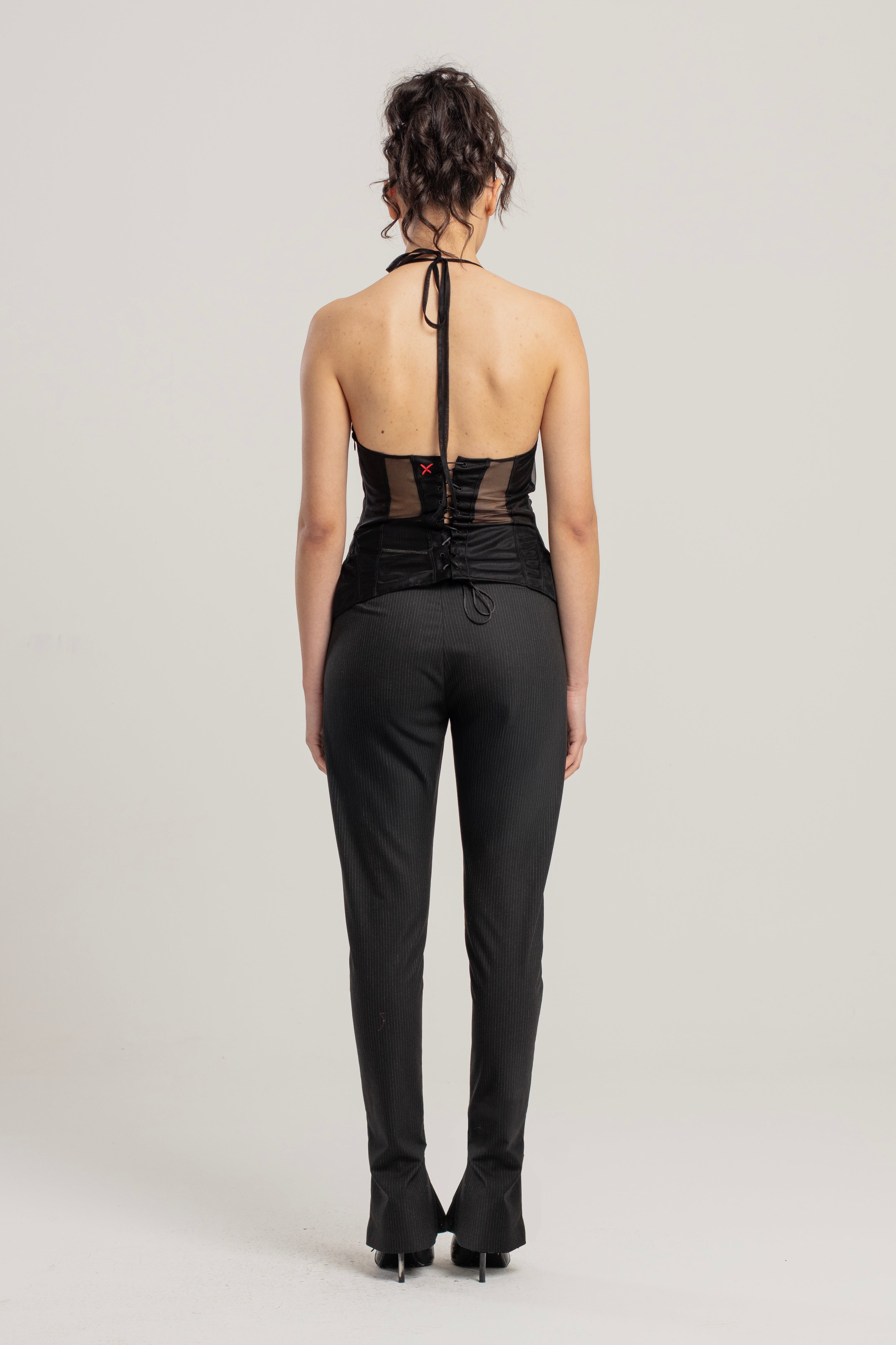 Zip Detail Skinny Women Flare Pant - Black
