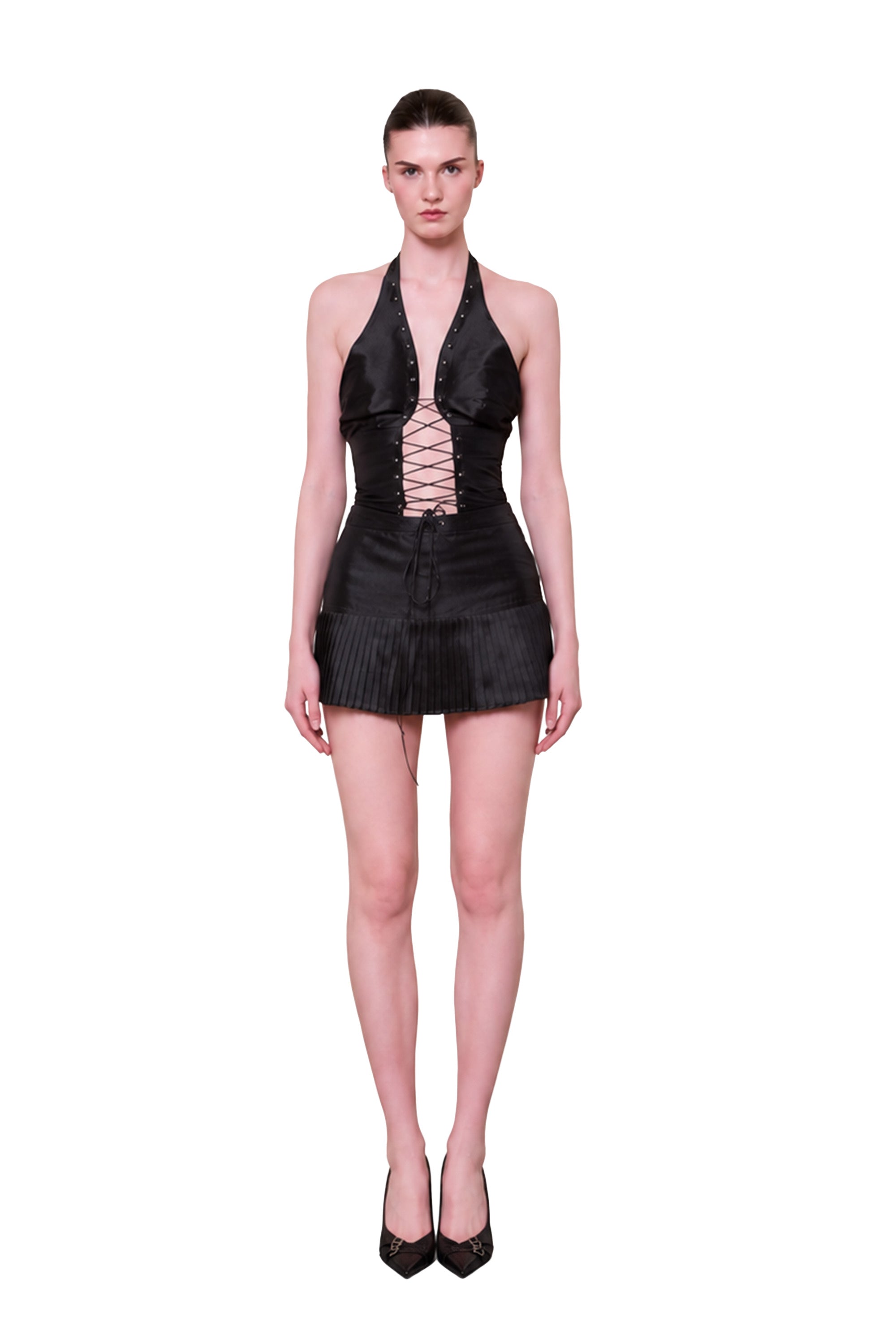 The Party Edit Crisscross Neck Lace Up Top