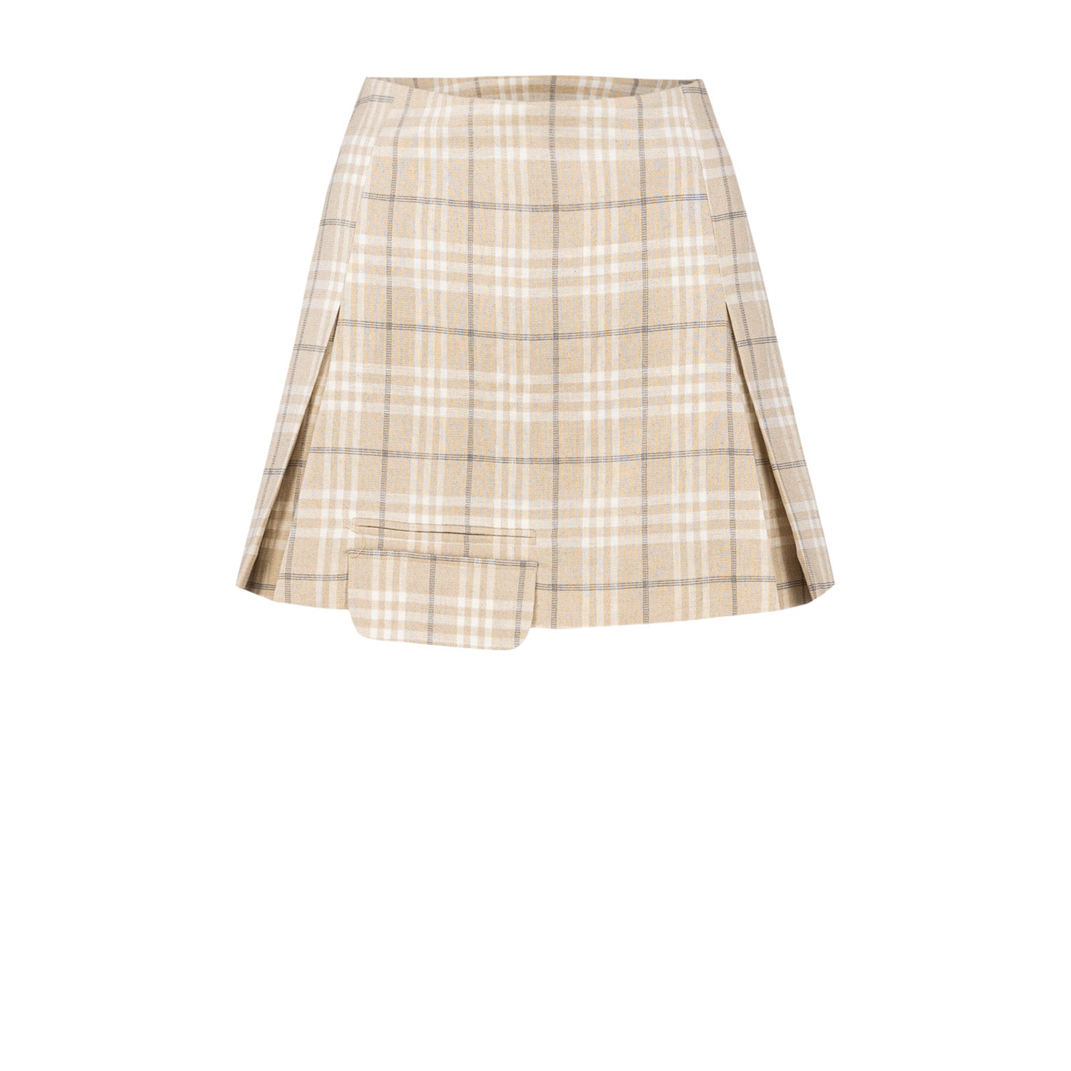 Linen Blend Free Heaven Pleated Mini Skirt - Fog