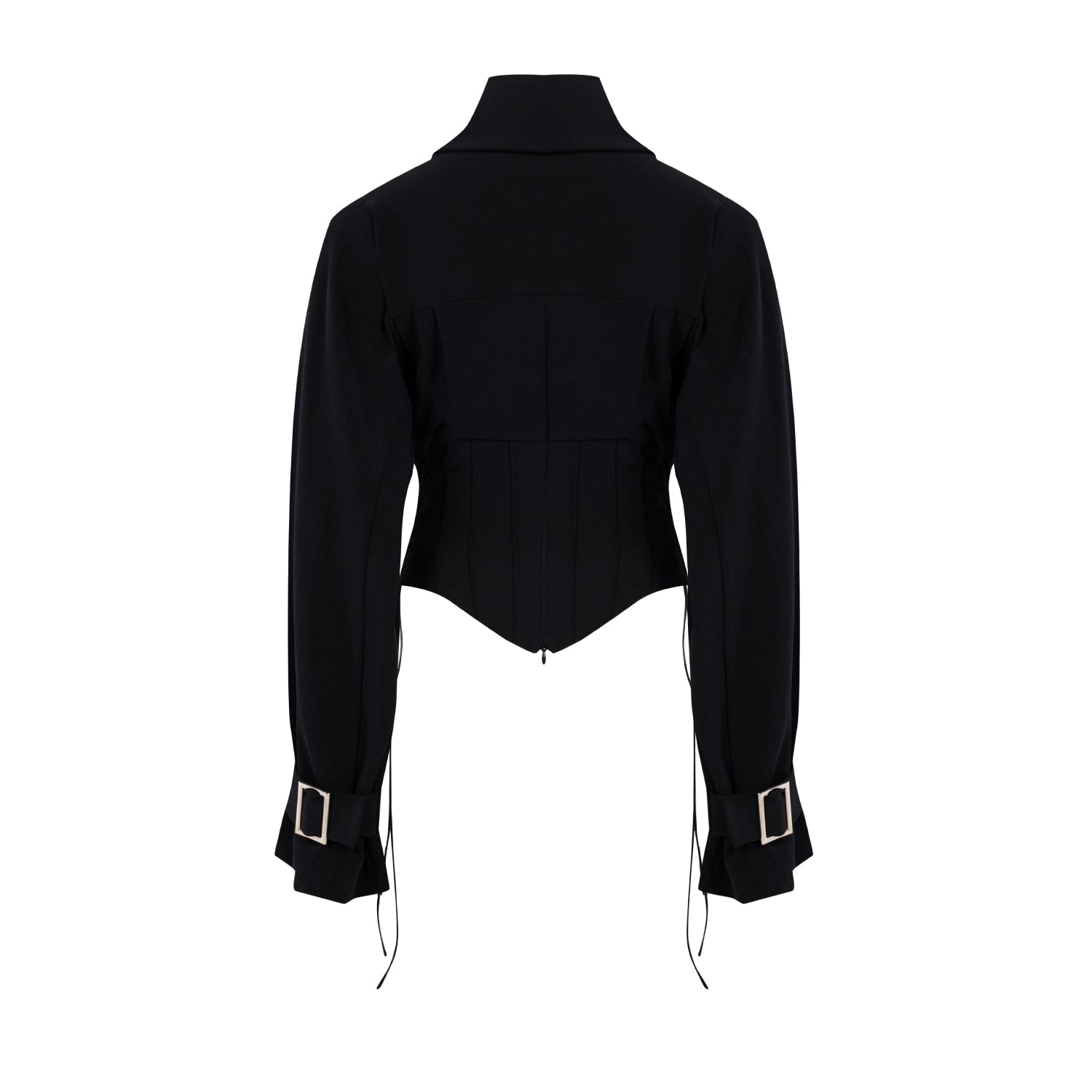 WOOL BLEND YOUR *ITCH CORSET BLOUSE - JET BLACK