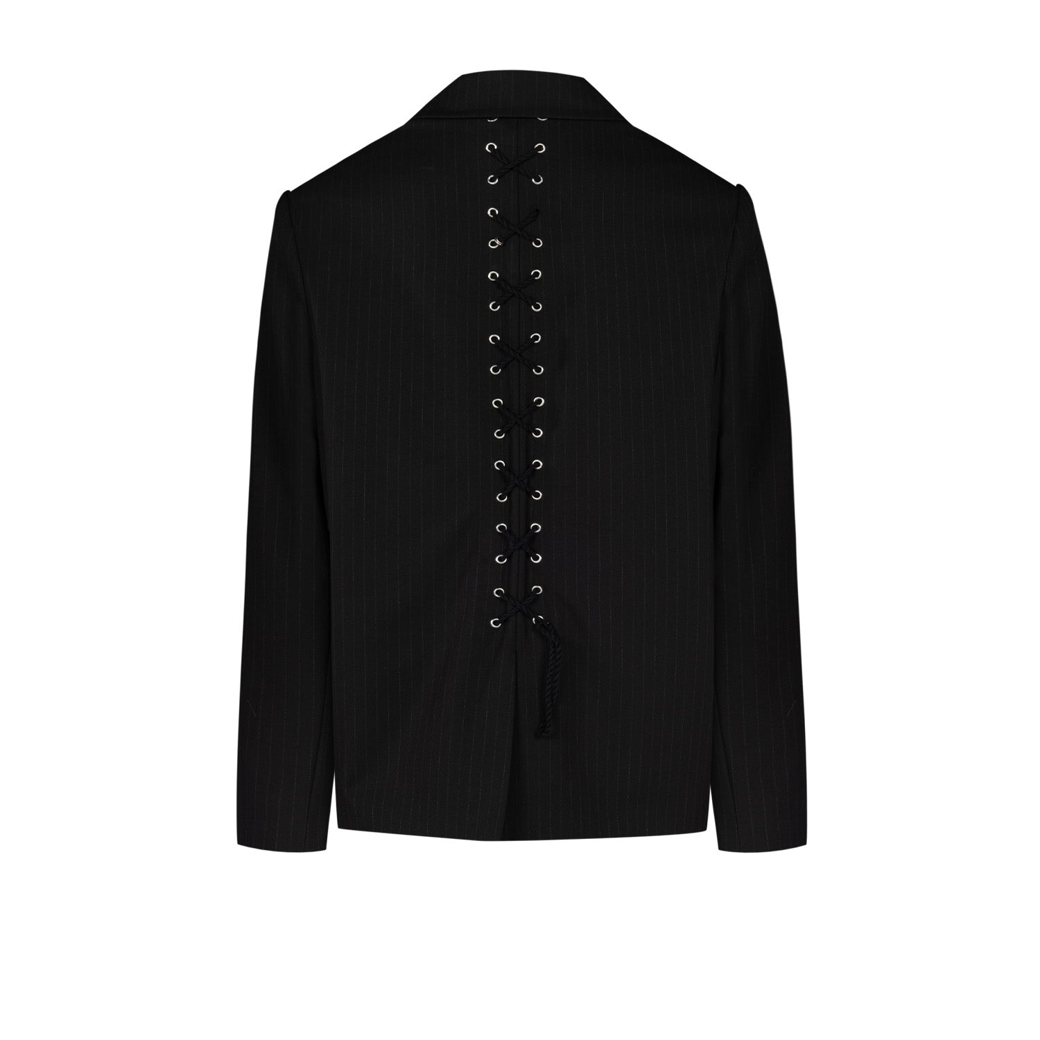 Free Heaven Eyelet Details Striped Blazer - Jet Black