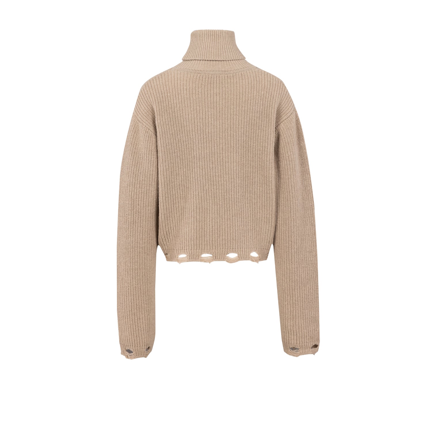 YOUR *ITCH RIPPED HIGH NECK KNIT SWEAT - STRING