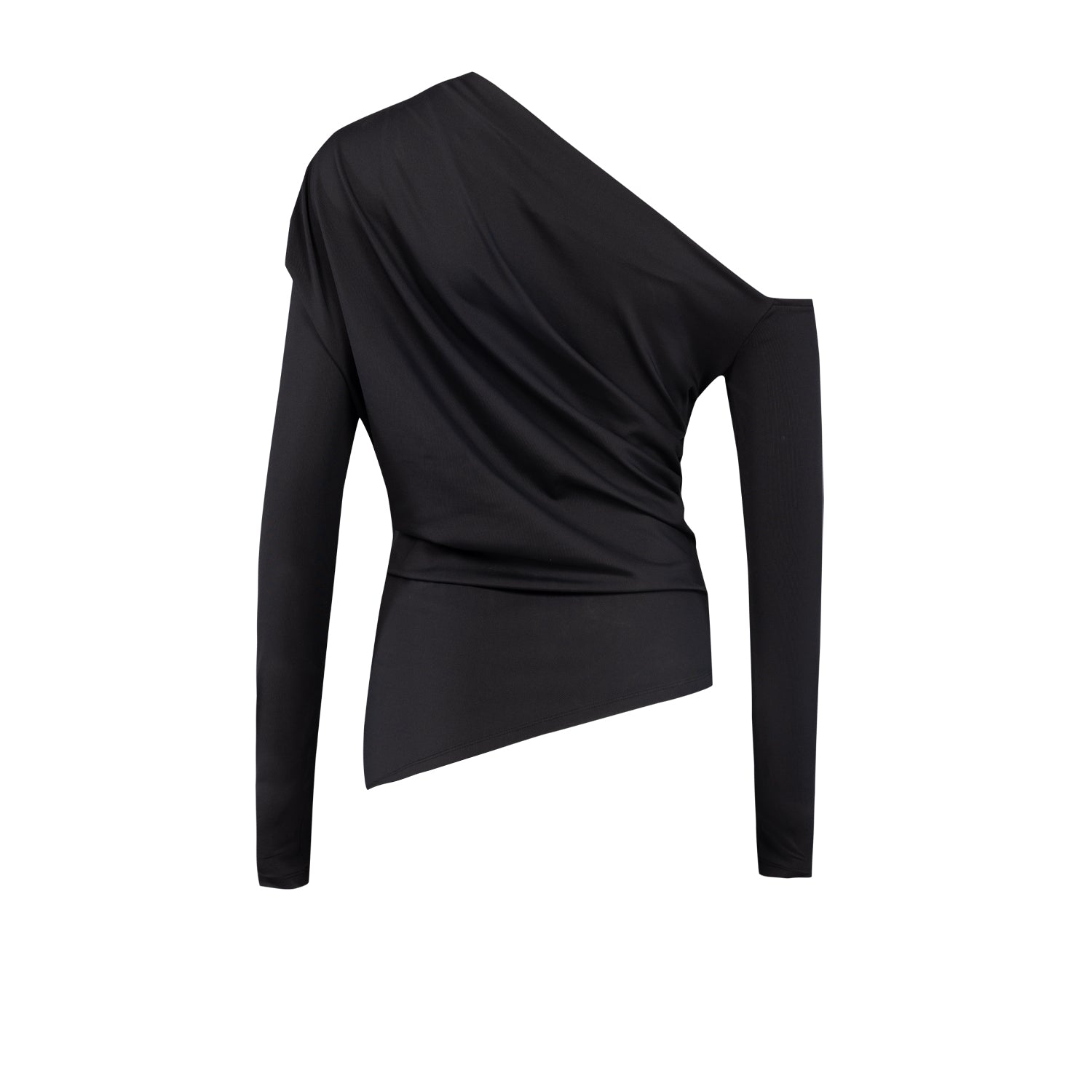 YOUR *ITCH DRAPED LONG SLEEVE TOP - JET BLACK