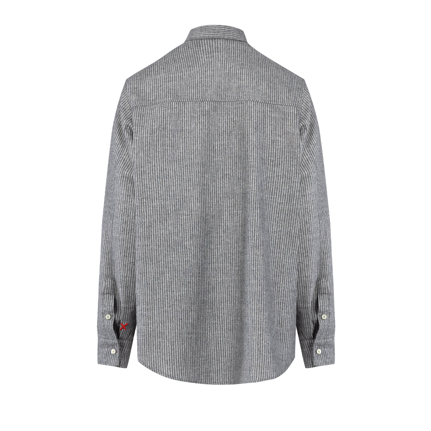 WOOL & CASHMERE BLEND YOUR *ITCH SRTIPED LONG SLEEVE SHIRT - GREY STRIPED