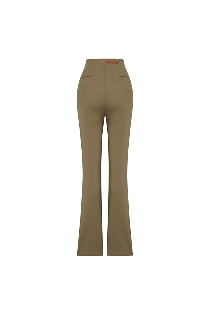 Cotton Flared Skinny Pant - Covert Green