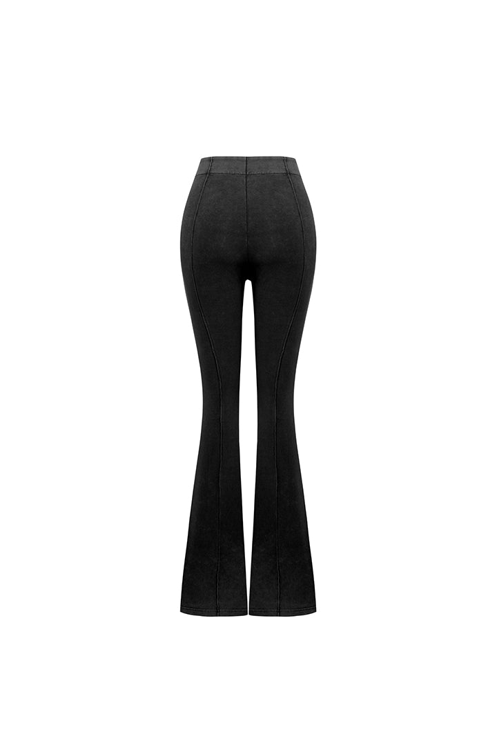 Cotton Acid Washed Flare Sweatpant - Black